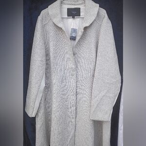 Torrid Light Grey Long Sleeve Wool Blend Shawl Collar Coat